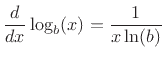 $\displaystyle \frac{d}{dx}\log_b(x) = \frac{1}{x\ln(b)}
$