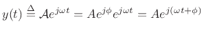 $\displaystyle y(t) \isdef {\cal A}e^{j\omega t} = A e^{j\phi} e^{j\omega t}
= A e^{j(\omega t + \phi)}
$