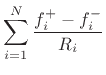 $\displaystyle \sum_{i=1}^N\frac{f^{{+}}_i-f^{{-}}_i}{R_i}$