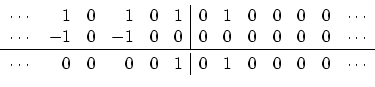 \begin{displaymath}\begin{array}{crrrrr\vert rrrrrrc} \cdots & 1 & 0 & 1 & 0 & 1...
... 0 & 0 & 0 & 0 & 1 & 0 & 1 & 0 & 0 & 0 & 0 & \cdots \end{array}\end{displaymath}