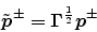 \begin{displaymath}
{\tilde {\mbox{\boldmath$p$}}}^\pm = {\mbox{\boldmath$\Gamma$}}^{\frac{1}{2}} {\mbox{\boldmath$p$}}^\pm
\end{displaymath}